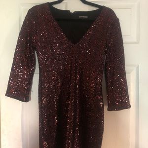 Express Red Sequin Celebration Dress